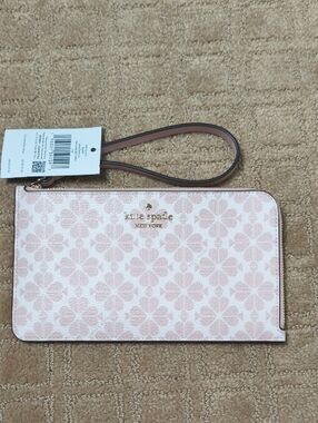 kate spade Pink Floral Zip Wristlet with Gold Logo
